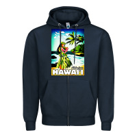 Navy hawaii hula girl Zipper Hoodie - artisFamous