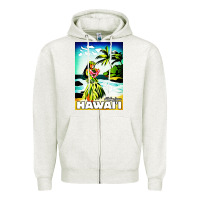 Oatmeal Heather hawaii hula girl Zipper Hoodie - artisFamous