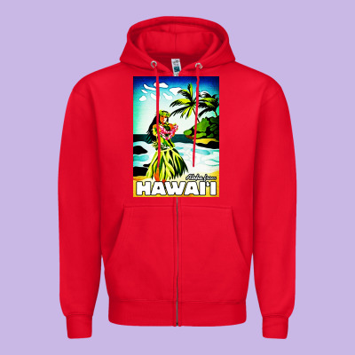 Hawaii Hula Girl Zipper Hoodie Designed By Artisfamous