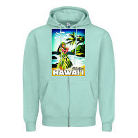 Seafoam hawaii hula girl Zipper Hoodie - artisFamous