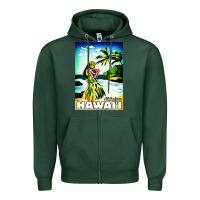 Sports Green hawaii hula girl Zipper Hoodie - artisFamous