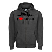 Charcoal Heather i love sushi funny Zipper Hoodie - artisFamous