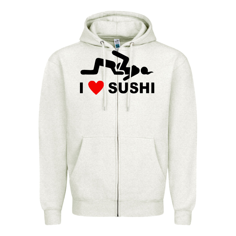 I Love Sushi Funny Zipper Hoodie by artisFamous | Teevron