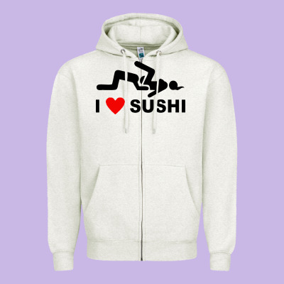 I Love Sushi Funny Zipper Hoodie Designed By Artisfamous
