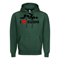 Sports Green i love sushi funny Zipper Hoodie - artisFamous