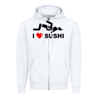 White i love sushi funny Zipper Hoodie - artisFamous