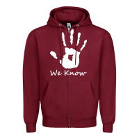 Burgundy skyrim dark brotherhood we know hand novelty kids mens womens t shirt Zipper Hoodie - artisFamous