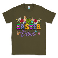 Army Green easter vibes and butterfly with bunny and flowers Classic Tee - Artiststas