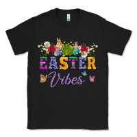Black easter vibes and butterfly with bunny and flowers Classic Tee - Artiststas