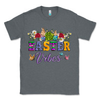 Charcoal Heather easter vibes and butterfly with bunny and flowers Classic Tee - Artiststas