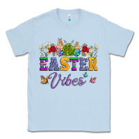 Dusty Blue easter vibes and butterfly with bunny and flowers Classic Tee - Artiststas