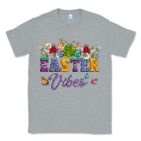 Heather Grey easter vibes and butterfly with bunny and flowers Classic Tee - Artiststas