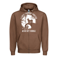 Chestnut i love horror movies and my corgi funny corgi Zipper Hoodie - artisFamous