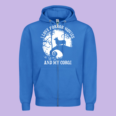 I Love Horror Movies And My Corgi Funny Corgi Zipper Hoodie Designed By Artisfamous