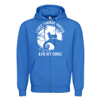 True Royal i love horror movies and my corgi funny corgi Zipper Hoodie - artisFamous