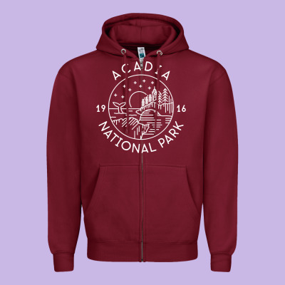 A.ca.di.a National Park 1916 Mai.ne Bar Harbor T Sh Zipper Hoodie Designed By Artisfamous