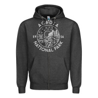 Charcoal Heather a.ca.di.a national park 1916 mai.ne bar harbor t sh Zipper Hoodie - artisFamous