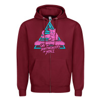 Burgundy Cats on Synthesizers in Space Zipper Hoodie - artisFamous