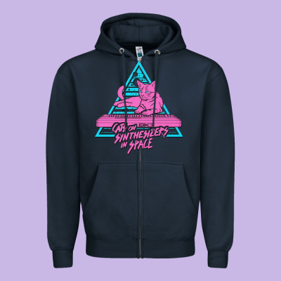 Cats On Synthesizers In Space Zipper Hoodie Designed By Artisfamous