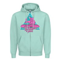 Seafoam Cats on Synthesizers in Space Zipper Hoodie - artisFamous