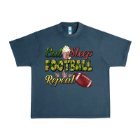 Midnight Navy eat sleep football repeat Urban Heavy Tee - BundleAndBundleShop