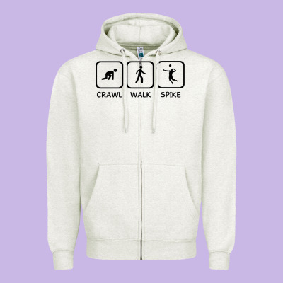 Crawl Walk Spike Volleyball Zipper Hoodie Designed By Artisfamous