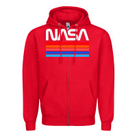 Red vintage retro nasa Zipper Hoodie - artisFamous
