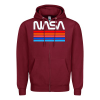Burgundy vintage retro nasa Zipper Hoodie - artisFamous