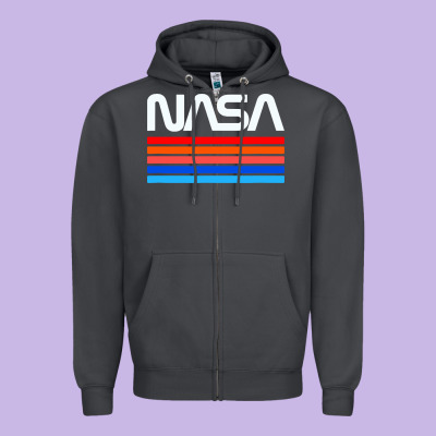 Vintage Retro Nasa Zipper Hoodie Designed By Artisfamous