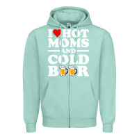 Seafoam i love heart hot moms cold beer funny adult drinking joke Zipper Hoodie - artisFamous