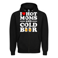 Black i love heart hot moms cold beer funny adult drinking joke Zipper Hoodie - artisFamous