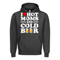 Charcoal Heather i love heart hot moms cold beer funny adult drinking joke Zipper Hoodie - artisFamous