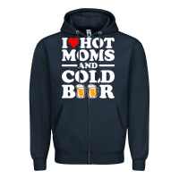 Navy i love heart hot moms cold beer funny adult drinking joke Zipper Hoodie - artisFamous