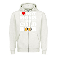 Oatmeal Heather i love heart hot moms cold beer funny adult drinking joke Zipper Hoodie - artisFamous