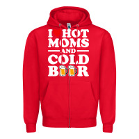 Red i love heart hot moms cold beer funny adult drinking joke Zipper Hoodie - artisFamous