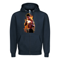 Navy bruce leroy Zipper Hoodie - artisFamous