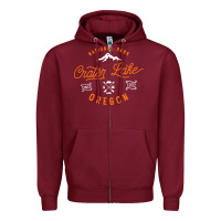 Burgundy crater lake oregon national park vintage retro Zipper Hoodie - artisFamous