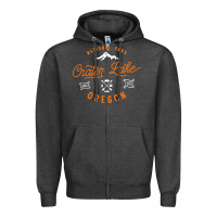 Charcoal Heather crater lake oregon national park vintage retro Zipper Hoodie - artisFamous
