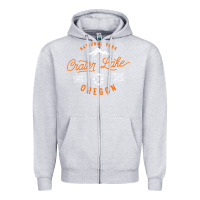 Heather Grey crater lake oregon national park vintage retro Zipper Hoodie - artisFamous