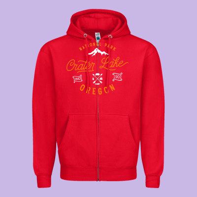 Crater Lake Oregon National Park Vintage Retro Zipper Hoodie Designed By Artisfamous