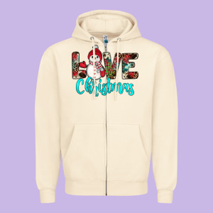 Love Christmas Snowman Zipper Hoodie Designed By Jahusdesignshop