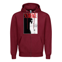 Burgundy scarface distressed movie photo Zipper Hoodie - artisFamous