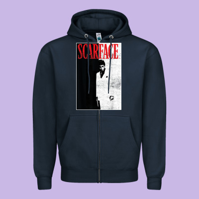 Scarface Distressed Movie Photo Zipper Hoodie Designed By Artisfamous