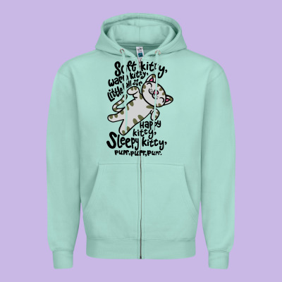 Soft Kitty Warm Kitty Zipper Hoodie Designed By Artisfamous