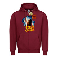 Burgundy bark at the moon Zipper Hoodie - artisFamous