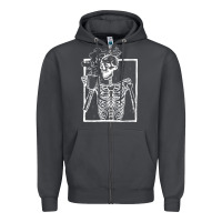 Smoke distressed skeleton vintage smiling skull drinking coffee Zipper Hoodie - artisFamous