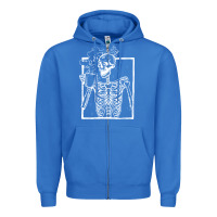 True Royal distressed skeleton vintage smiling skull drinking coffee Zipper Hoodie - artisFamous