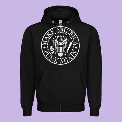 Funny Make America Punk Again Vintage Rock Seal Zipper Hoodie Designed By Artisfamous