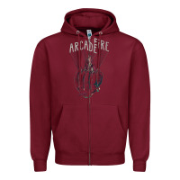 Burgundy arcade fire hand Zipper Hoodie - artisFamous