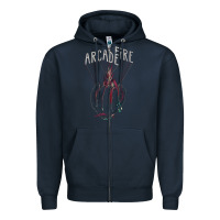 Navy arcade fire hand Zipper Hoodie - artisFamous